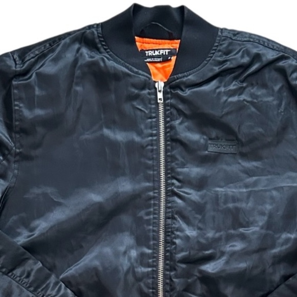 Trukfit Bomber Jacket Mens‎ Small Black Camo Orange Quilted Lined - Picture 4 of 15